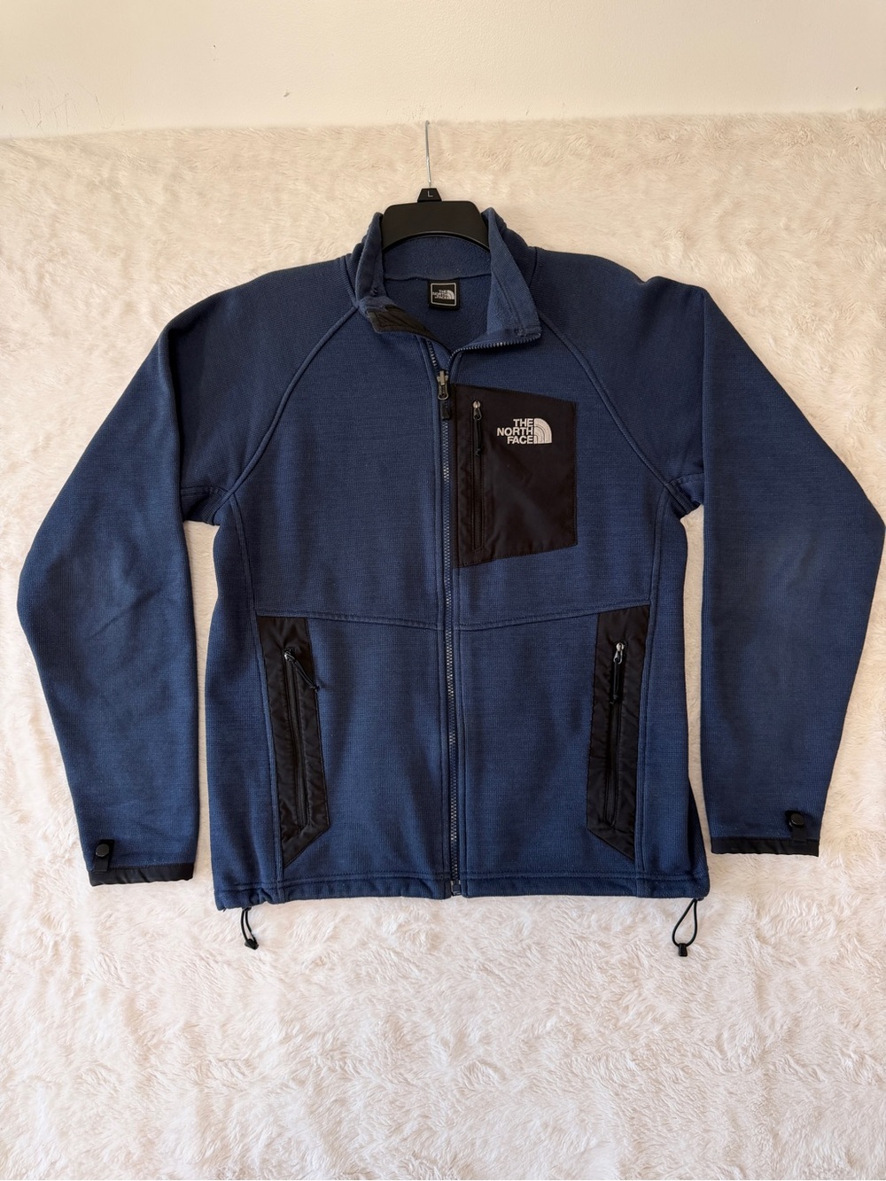 The North Face Men’s Full Zip Fleece Jacket Blue Black Tech Pocket Size Small